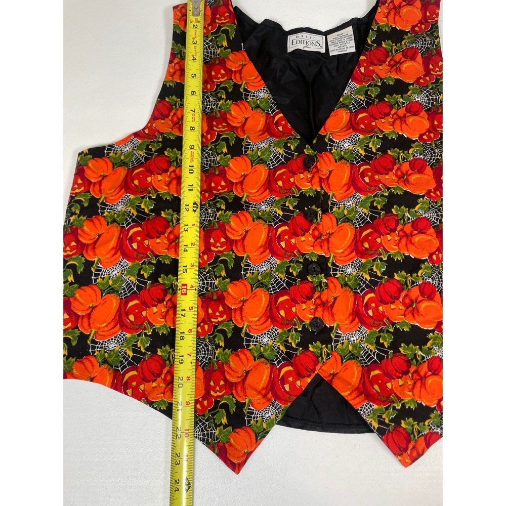Vintage Halloween Vest Women's 22W Orange Pumpkin Spiderweb Holiday Party - Picture 4 of 6